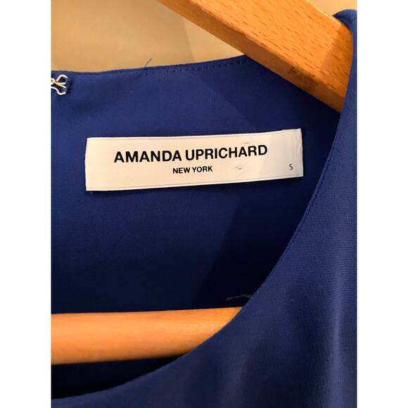 Amanda Uprichard Raina Blue Drop Waist Dress Size S Zip Up, Short Sleeves - Picture 3 of 4
